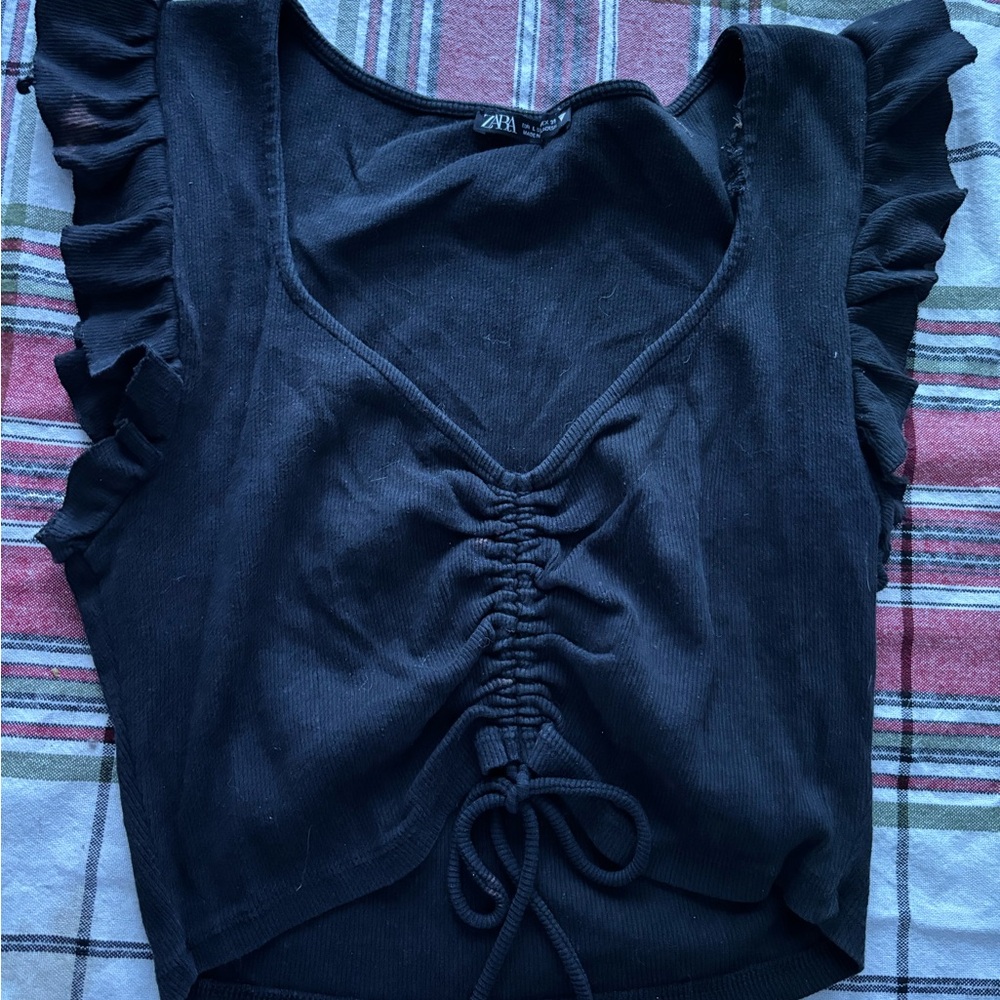 Zara Black Ruched Crop Top